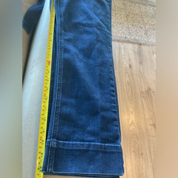NWOT LOFT Dark Blue Belted, High waist straight ankle jeans. - Picture 6 of 7